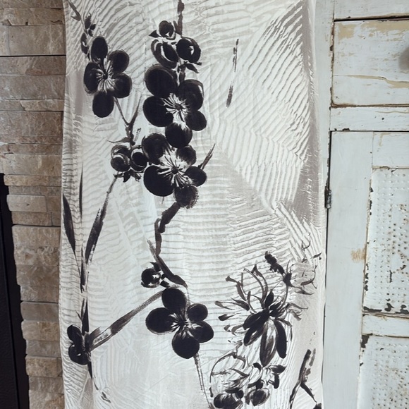 Max Mara sleeveless lined sheath dress cream with black and brown flowers - Picture 5 of 16